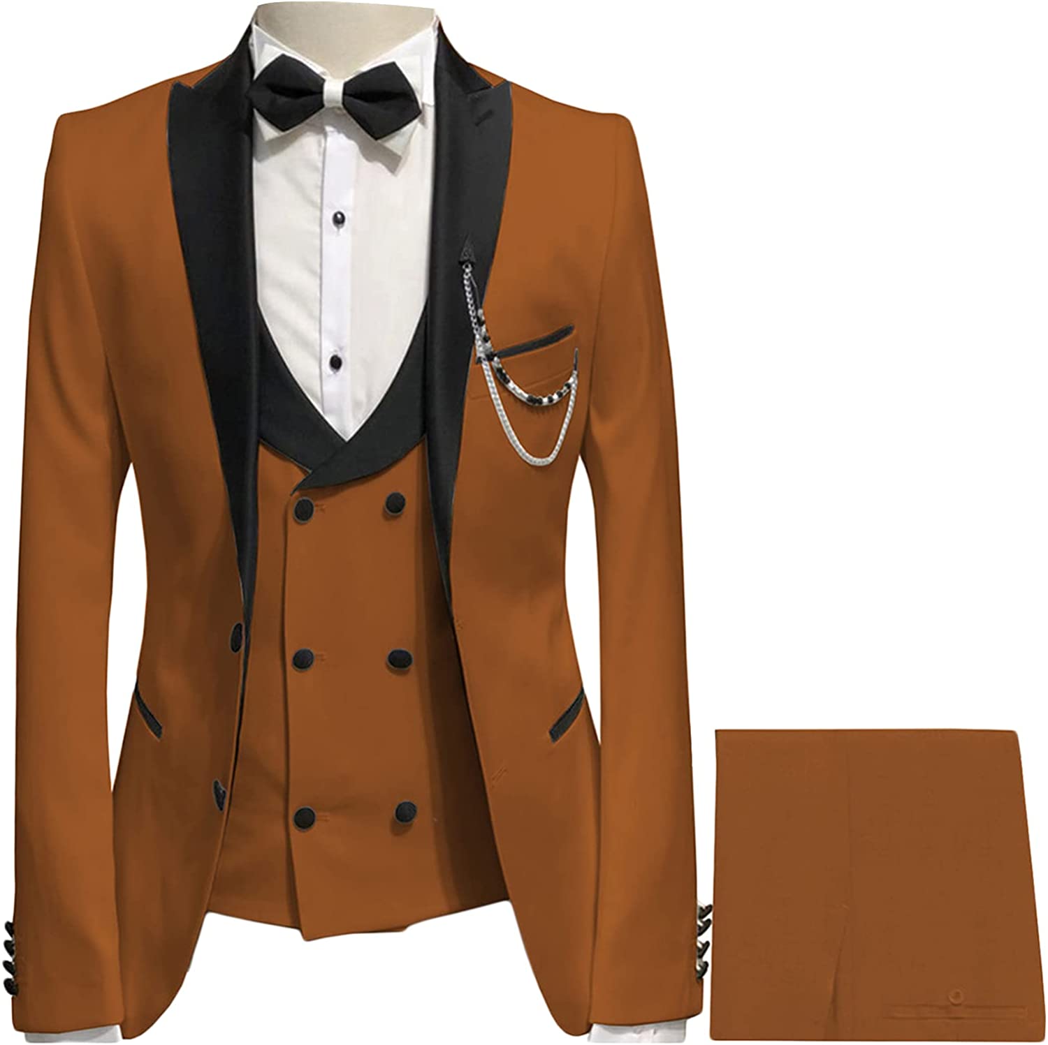 Newest Brown Peaked Lapel Three Pieces Prom Suits-BMbridal