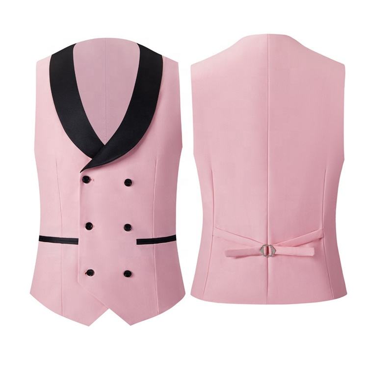 Modern Pink Peaked Lapel Three Pieces Prom Suits-BMbridal
