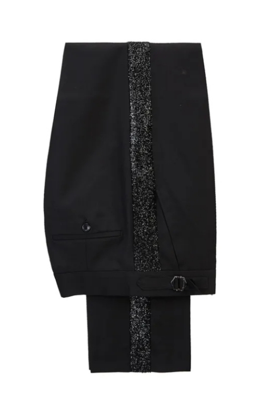 Fashion Black Sequins Shawl Lapel Three Pieces Wedding Suits-BMbridal