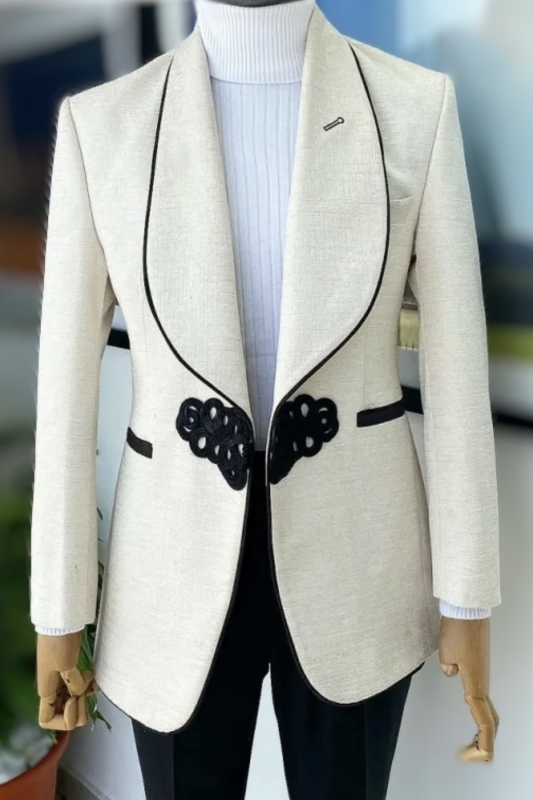 New Arrival White Shawl Lapel Two Pieces Wedding Suits-BMbridal