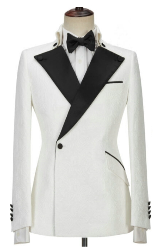 White Peaked Lapel Two Pieces Bespoke Prom Suits-BMbridal