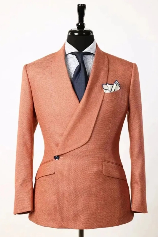 Newest Orange Shawl Lapel Two Pieces Wedding Suits-BMbridal