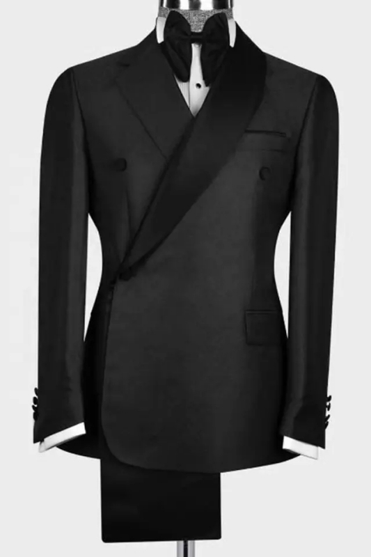 Stylish Black Shawl Lapel Two Pieces Bespoke Wedding Suits-BMbridal