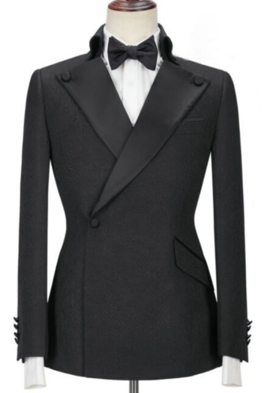 Fancy Black Peaked Lapel Two Pieces Prom Suits-BMbridal