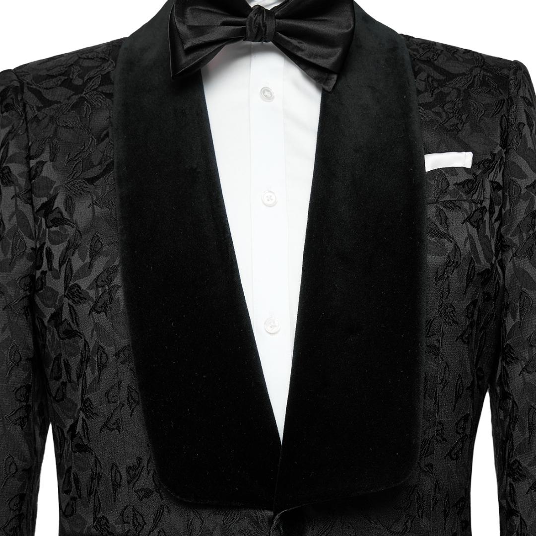 Modern Black Jacquard Shawl Lapel Two Pieces Wedding Suits-BMbridal