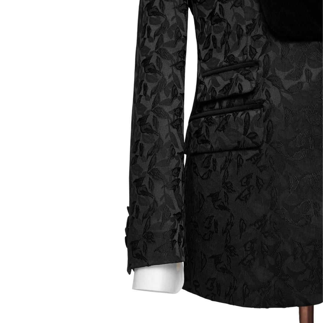 Modern Black Jacquard Shawl Lapel Two Pieces Wedding Suits-BMbridal