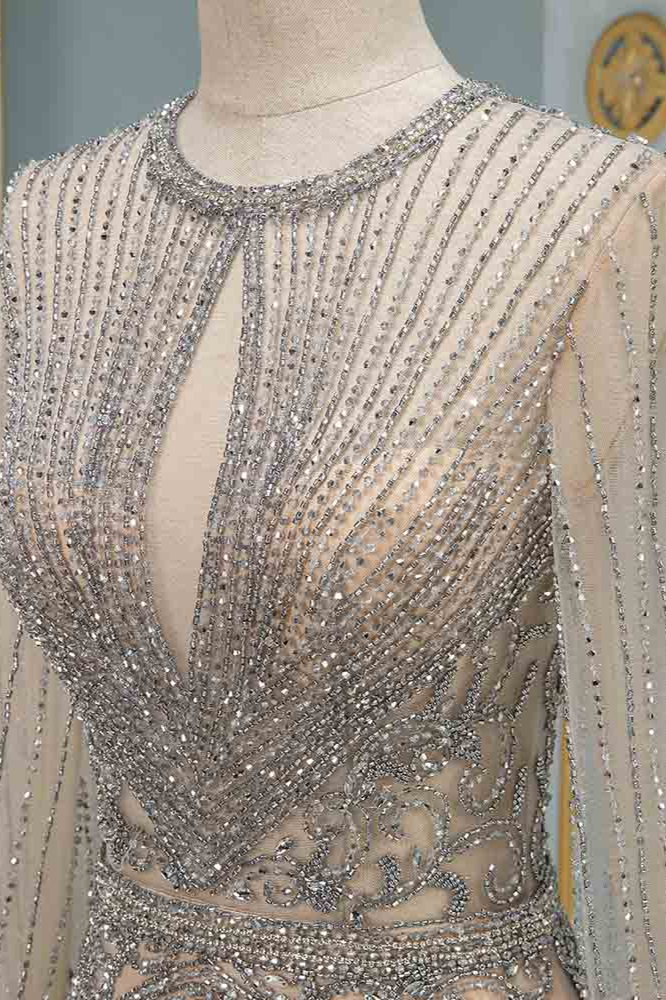 BMbridal Luxury Jewel Long Sleeves Long Prom Dresses with Beadings Online