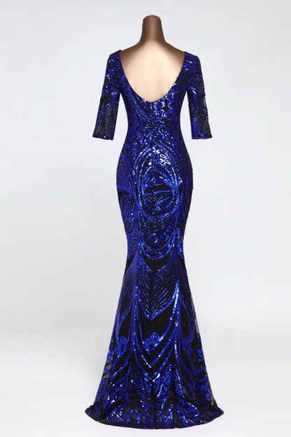 BMbridal Gorgeous Sequined V-Neck Mermaid Prom Dresses with Half Sleeves Online