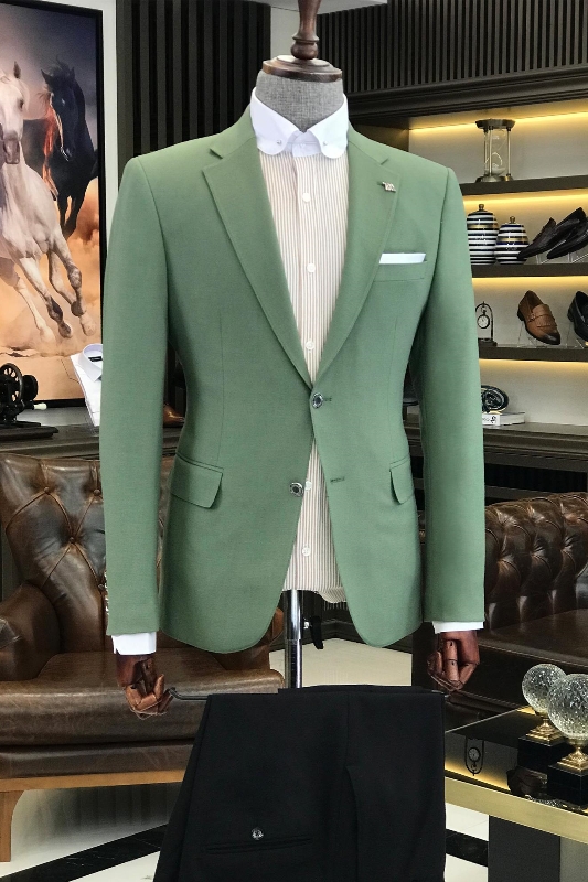 Modern Jade Notched Lapel Two Pieces Men Suits For Prom-BMbridal