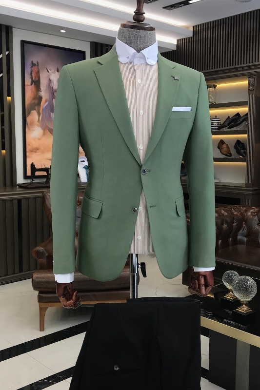 Newest Sage Notched Lapel Two Pieces Prom Suits-BMbridal