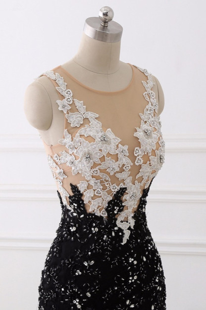BMbridal Luxury Tulle Jewel Appliques Mermaid Prom Dresses with Rhinestone Online