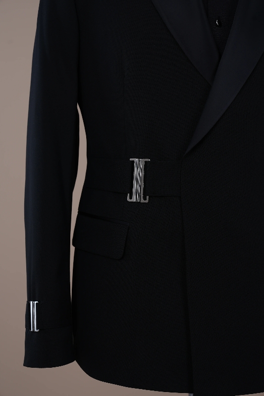 Fashion Black Shawl Lapel Slim Fit Two Pieces Wedding Suits-BMbridal