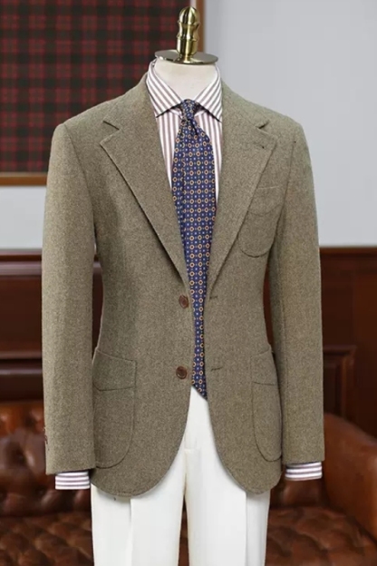 Gentle Khaki Notched Lapel Prom Suits For Men