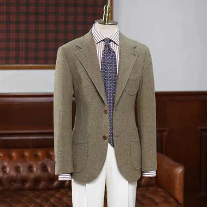 Gentle Khaki Notched Lapel Prom Suits For Men