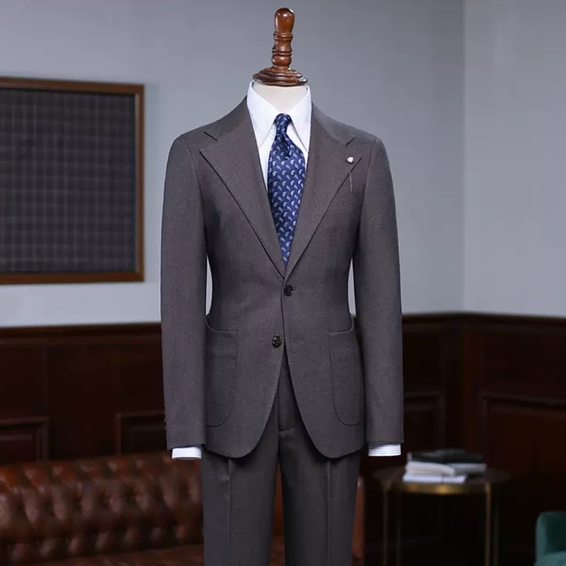 Decent Dark Gray Notched Lapel Business Suits-BMbridal