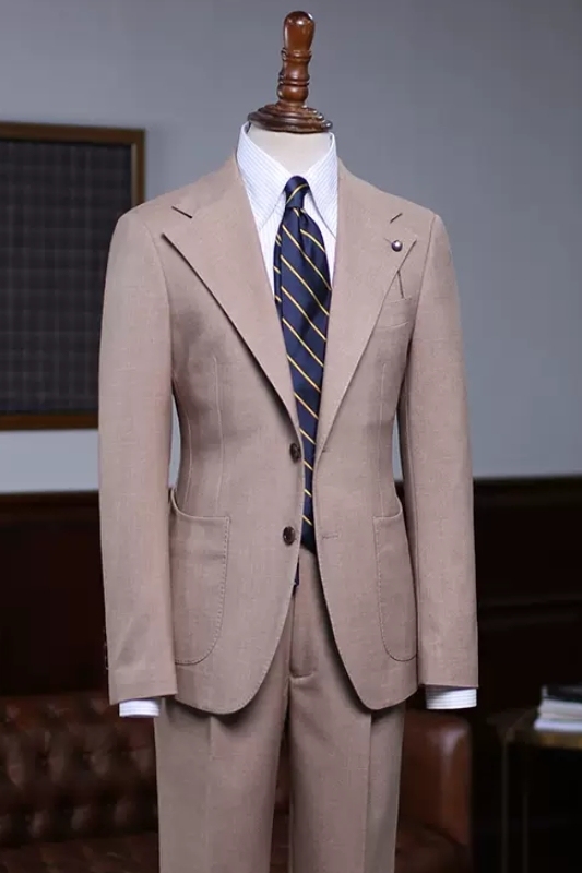 Elegant Khaki Notched Lapel Prom Suits For Men-BMbridal