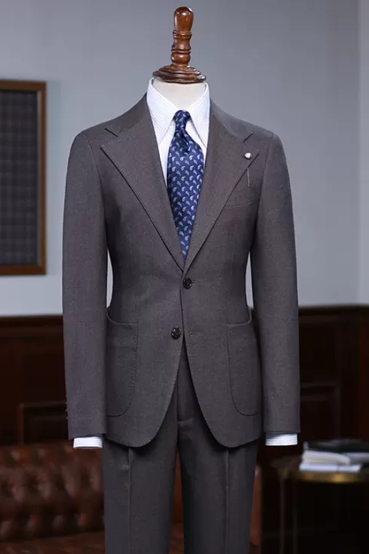 Decent Dark Gray Notched Lapel Business Suits-BMbridal