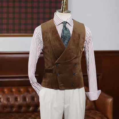 Modern Brown Notched Lapel Three Pieces Velvet Prom Suits-BMbridal