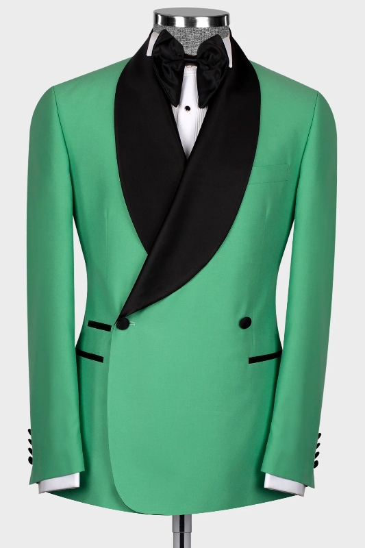 Charming Green Shawl Lapel Double Breasted Wedding Suits-BMbridal
