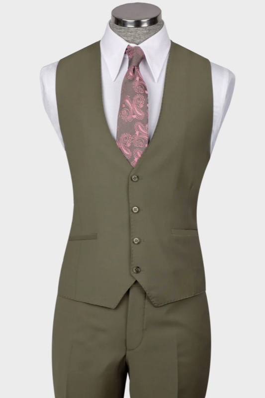 Green Peaked Lapel Three Pieces Business Men Suits-BMbridal