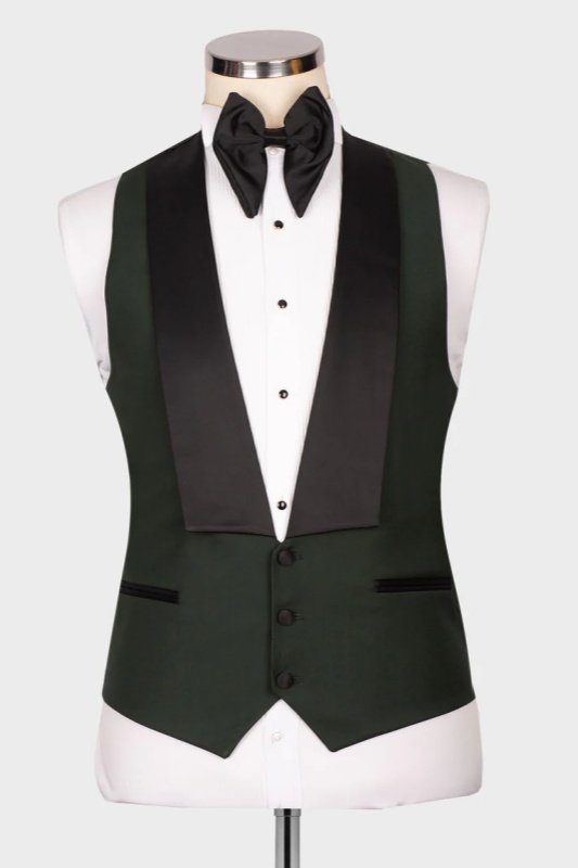 Dark Green Peaked Lapel Three Pieces Business Men Suits-BMbridal