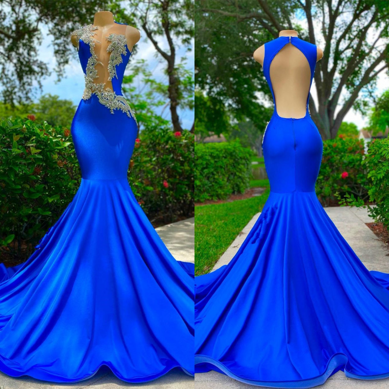 Bmbidal Black Mermaid Prom Dress Sleeveless With Appliques Beads