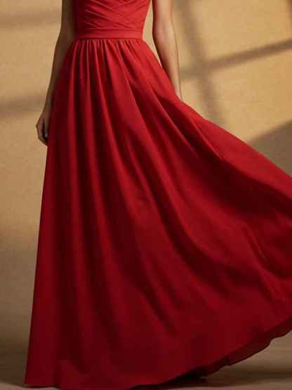 Elegant Formal Red Maxi Prom Dress Off The Shoulder Strapless Evening Gown