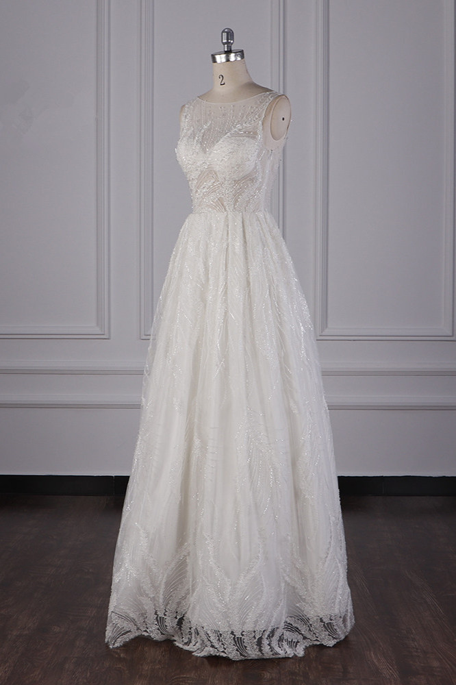 BMbridal Sparkly Beadings A-Line Ruffle Wedding Dress Jewel Appliques Bridal Gowns On Sale-BMbridal