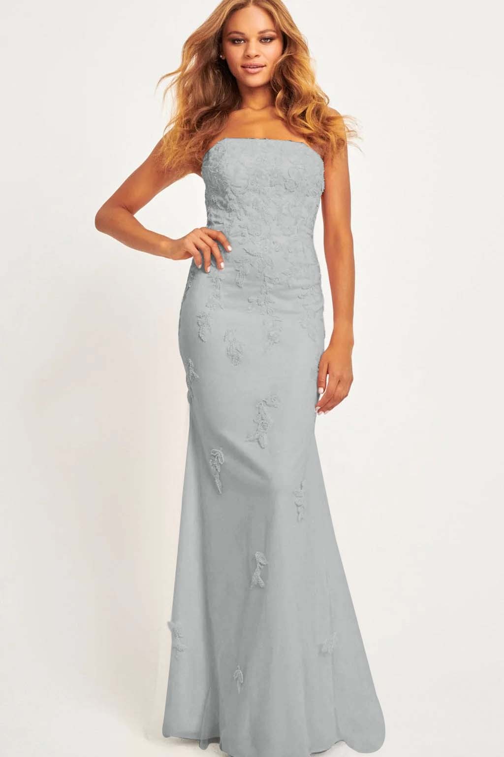 Strapless Sleeveless Long Mermaid Prom Dress With Appliques