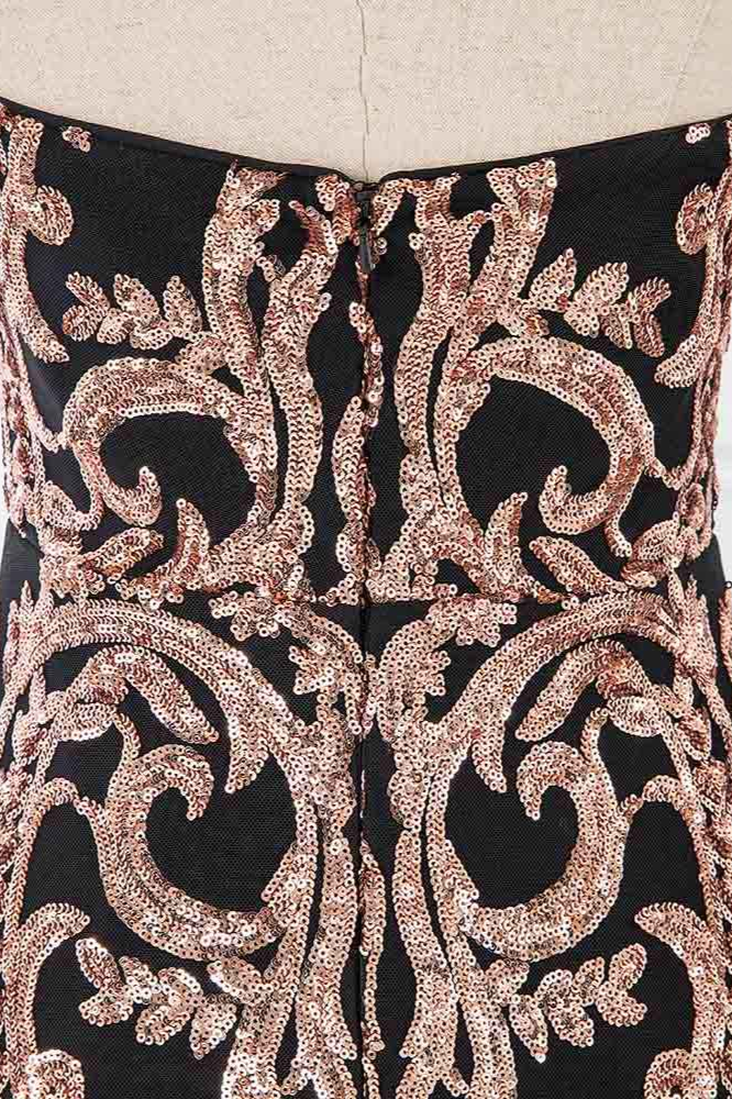 BMbridal Glamorous Strapless Sleeveless Prom Dress with Glod Appliques Online