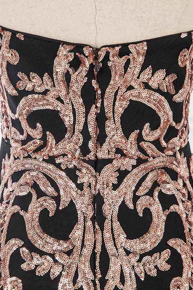 BMbridal Glamorous Strapless Sleeveless Prom Dress with Glod Appliques Online