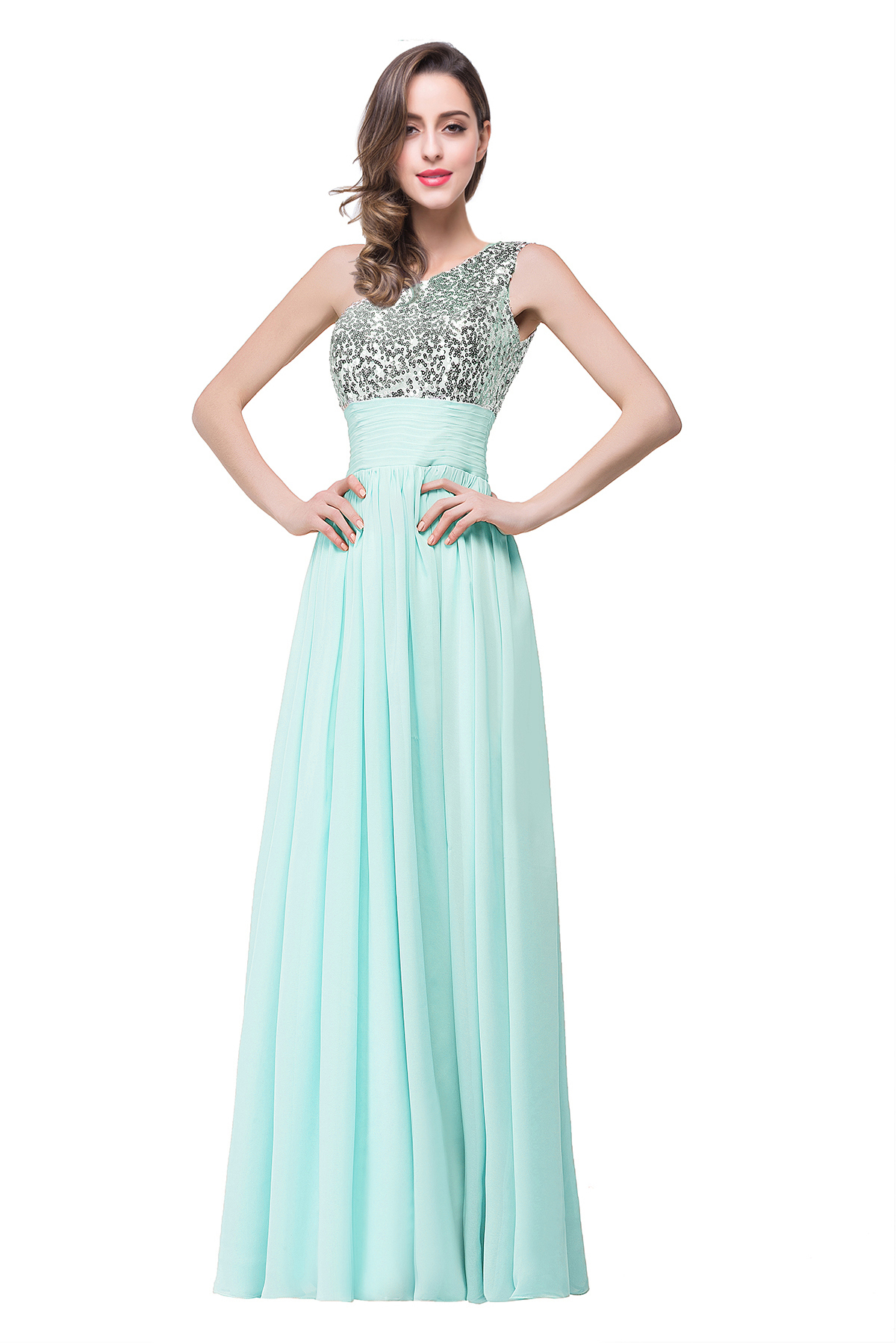 BMbridal A-line Floor-length Chiffon Evening Dress with Sequined