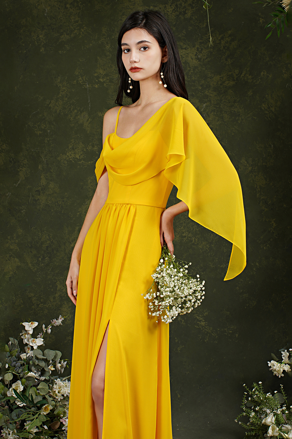Bmbridal Bridesmaid Dress Side Split Long Chiffon-BMbridal