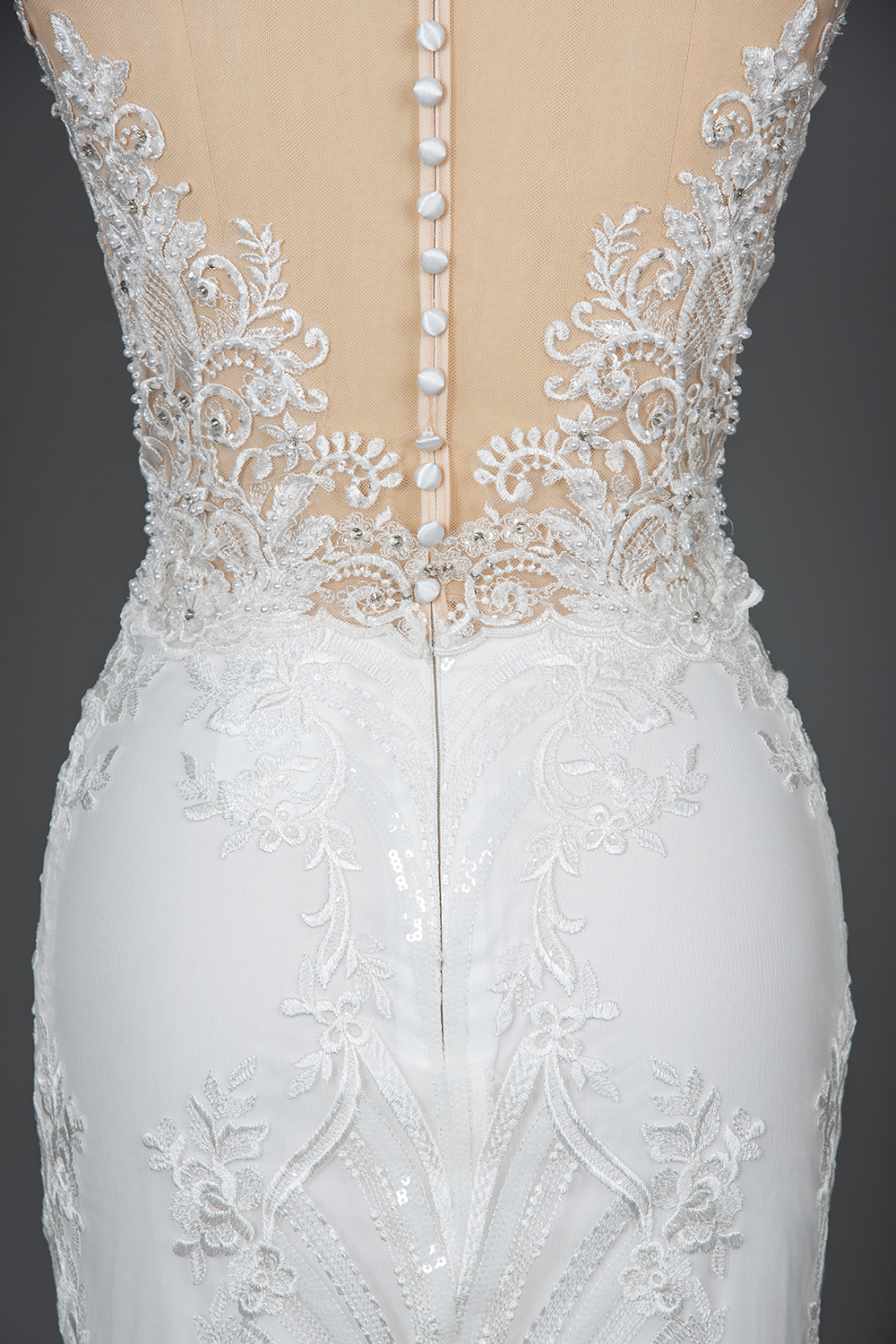 BMbridal Detachable Lace Mermaid Wedding Dress With Cap Sleeves-BMbridal
