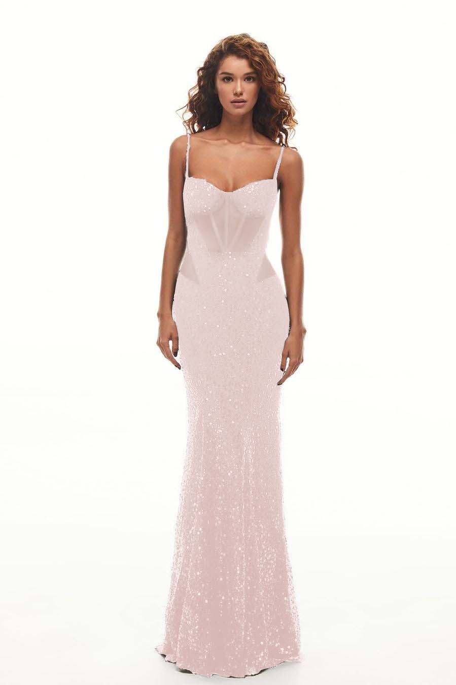 Spaghetti Strap Sweetheart Mermaid Long Prom Dress With Sequins
