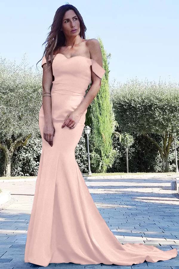 Mermaid Sweetheart Sleeveless Off the Shoulder Royal Blue Long Prom Dress