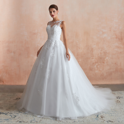 BMbridal Affordable Sweetheart Sleeveless White Lace Wedding Dresses Online