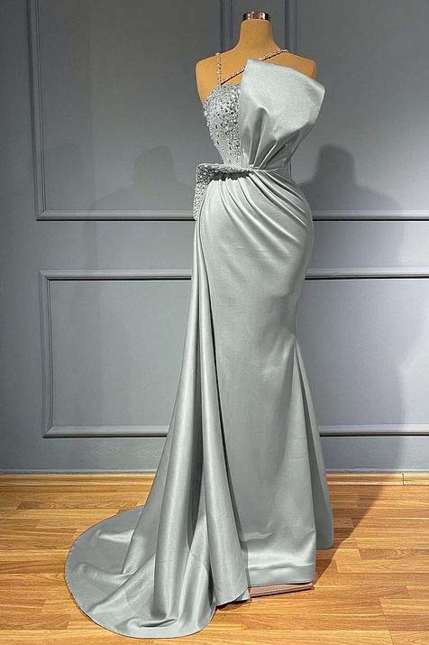 Pink Sleeveless Mermaid Spaghetti Strap Ruffles Prom Dress With Beadings