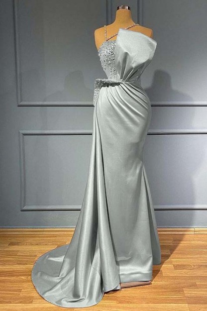 Pink Sleeveless Mermaid Spaghetti Strap Ruffles Prom Dress With Beadings