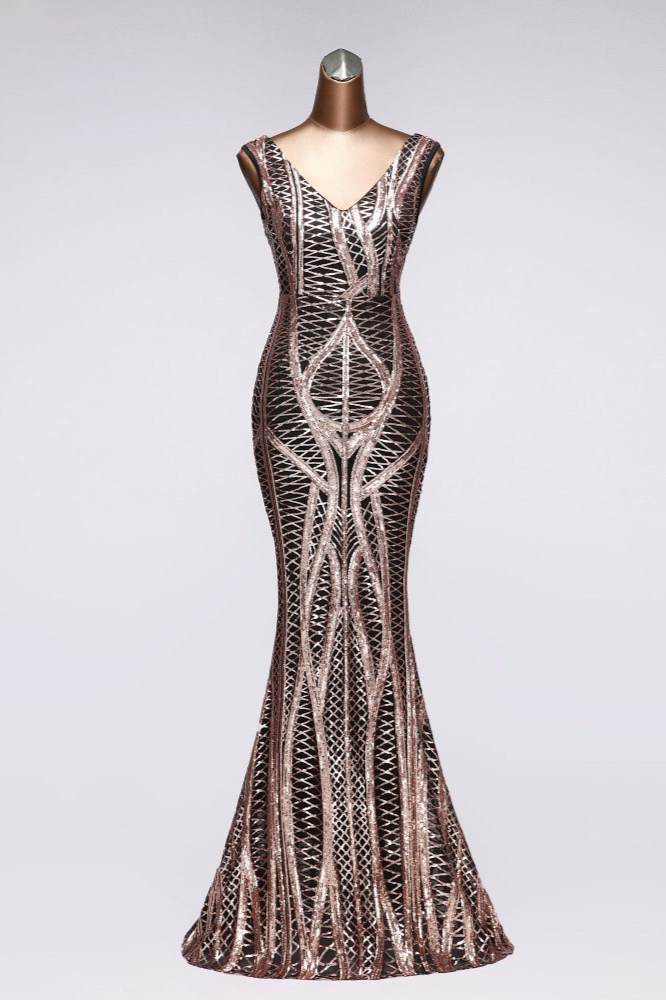 BMbridal Elegant V-Neck Sleeveless Long Mermaid Prom Dresses Online