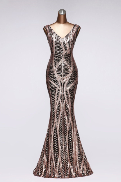 BMbridal Elegant V-Neck Sleeveless Long Mermaid Prom Dresses Online