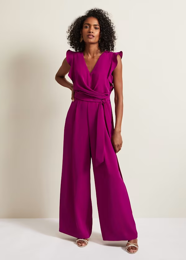 Orchid Fashion Retro V-Neck Sleeveless Customizable Jump Suit