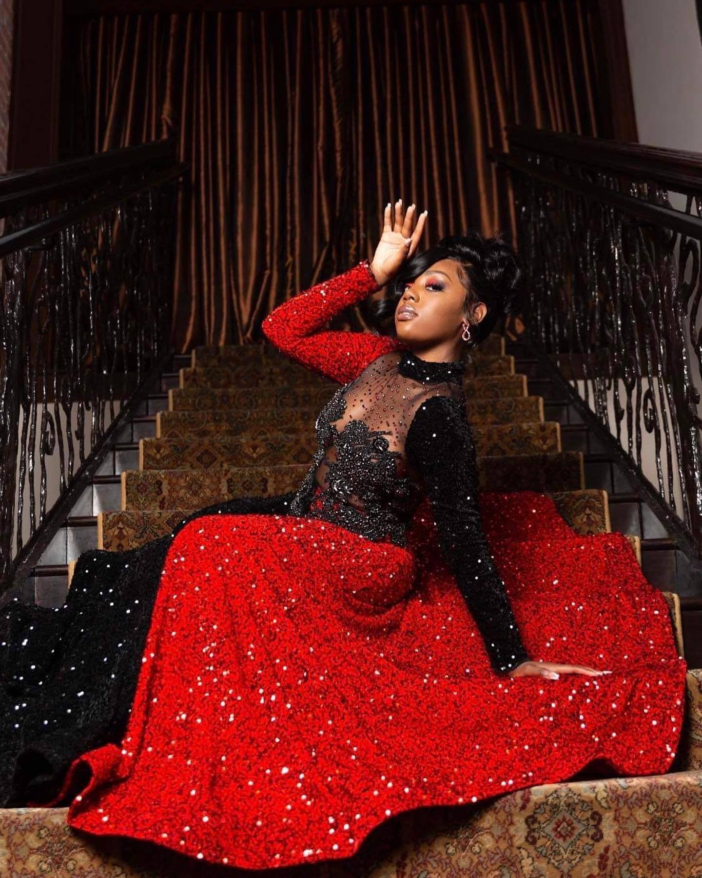 Deep Military Green Prom Dress with African Geometric Embroidery & Asymmetrical Design – High-Waisted Modern Queen Gown