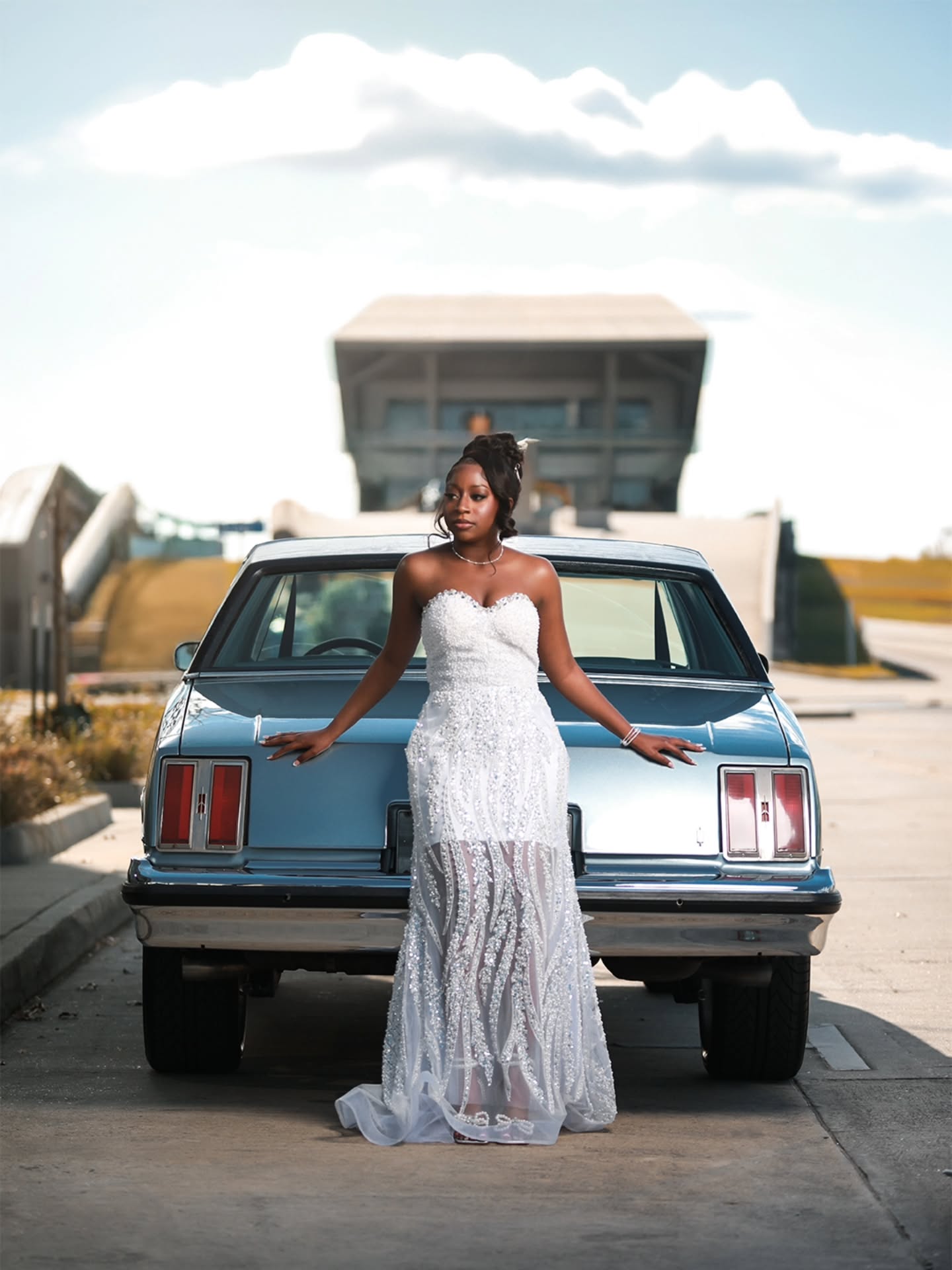 White Strapless Sequin Wave Beaded Mermaid Prom Dress with Sheer Mesh Skirt