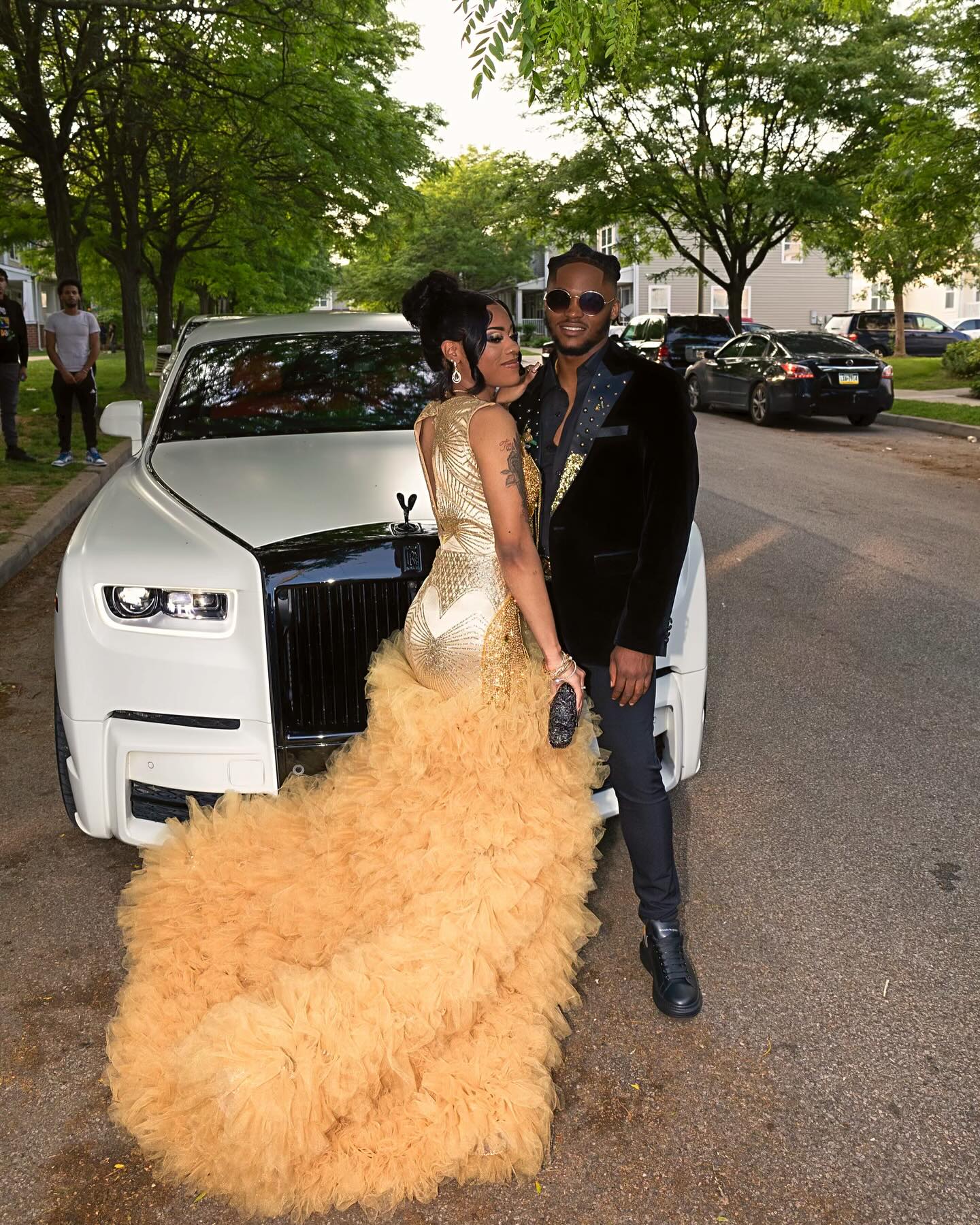 24K Goddess Gold Crystal Gown - 2026 Ruffled Tulle Mermaid Prom Dress with Illusion Bodice