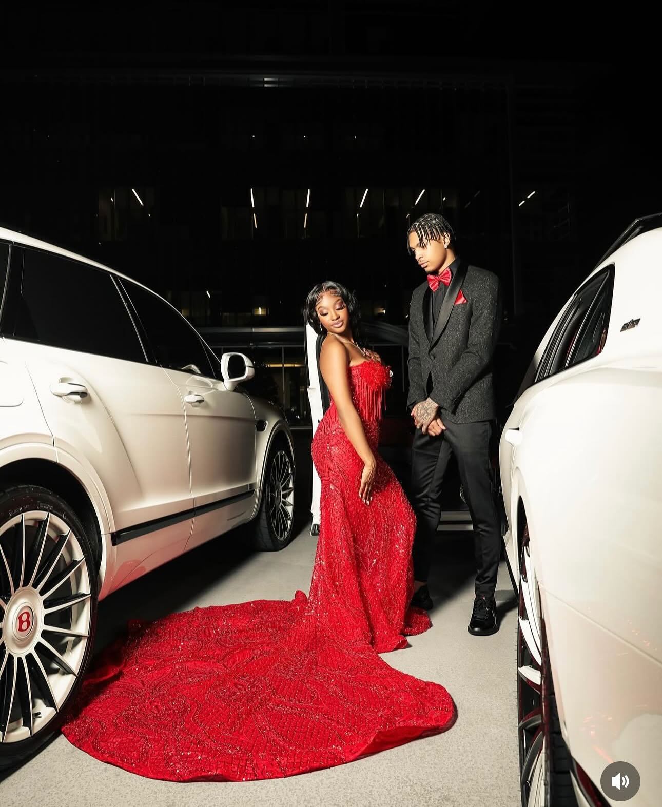 The Ruby Heiress - 2026 Hand-Beaded Crimson Mermaid Gown with Matching Crystal-Encrusted Hooded Veil