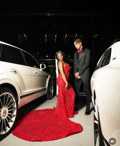The Ruby Heiress - 2026 Hand-Beaded Crimson Mermaid Gown with Matching Crystal-Encrusted Hooded Veil