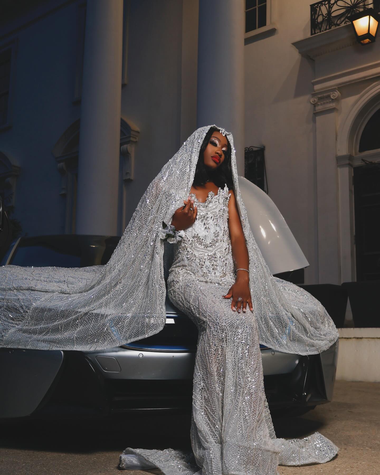 The Crystal Bride - 2026 Beaded Mermaid Wedding Gown: Sweetheart Neckline with 3D Floral Appliques & Sparkling Crystal Cathedral Veil