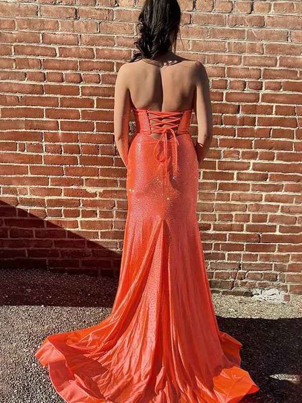 Light Yellow Mermaid Strapless Keyholes Prom Dress with Beads