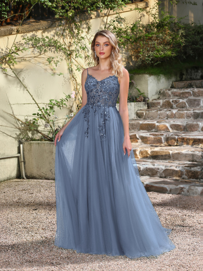 Emerald Sequin Tulle Gown: Outdoor Wedding & Evening Elegance